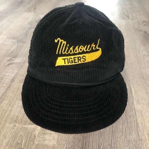 Vtg University Missouri Tigers Corduroy Adjustable Strapback Baseball Hat Cap - Picture 2 of 4